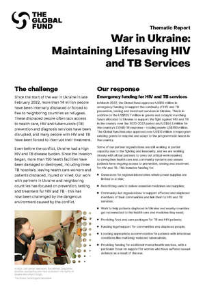 War in Ukraine: Maintaining Lifesaving HIV and TB Services - Thematic Report (2022)