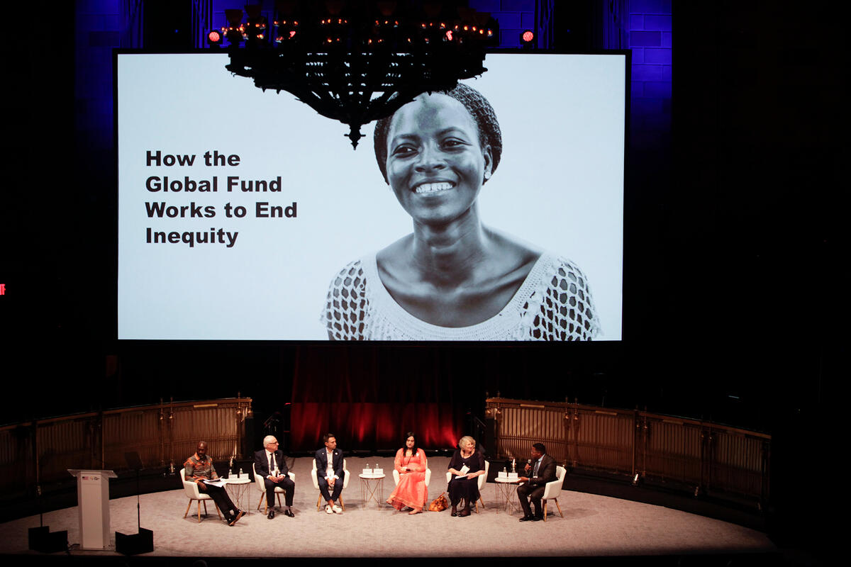 <p>A panel discussion on how the Global Fund partnership works to end inequity during the Global Fund’s “Fight for What Counts” Seventh Replenishment campaign event at Gotham Hall, New York, 18 September 2022. The Global Fund/Tim Knox</p>