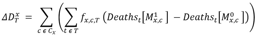 Formula used to calculate deaths averted