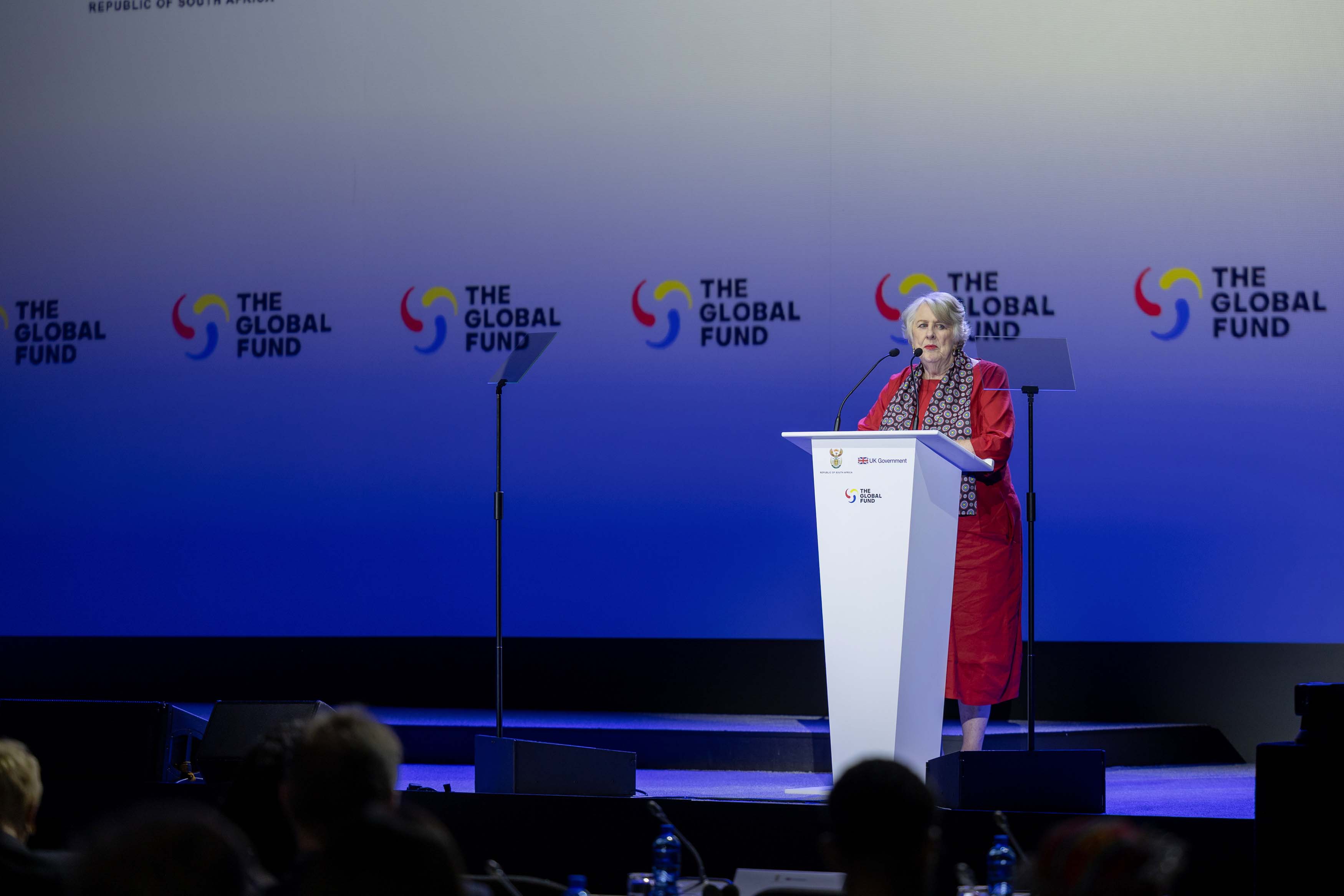 Global Fund Board Chair Lady Roslyn Morauta speaks at the Global Fund’s Eighth Replenishment Summit in Johannesburg, South Africa, on 21 November 2025.